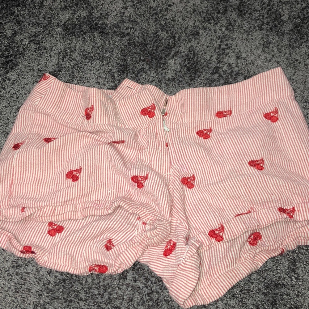 cherry jean shorts